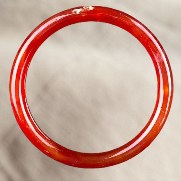 Vintage Chinese Natural Red Agate Bangle Bracelets - Picture 5 of 9